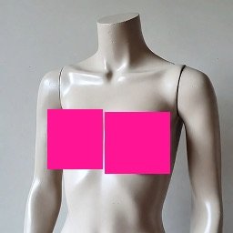 A mannequin torso with the Colour Fill censor style applied