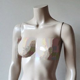 A mannequin torso with the Oil Paint censor style applied
