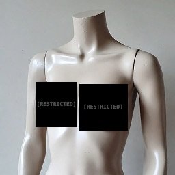 A mannequin torso with the Redacted censor style applied