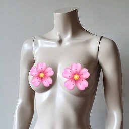A mannequin torso with the Sticker censor style applied