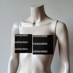 A mannequin torso with the Word Wall censor style applied